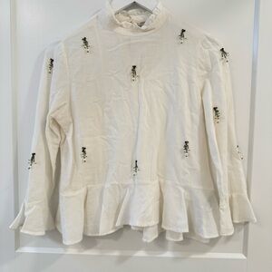 Zara Cream Embroidered Blouse